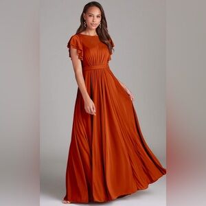 Azazie Rust Orange Maxi Dress